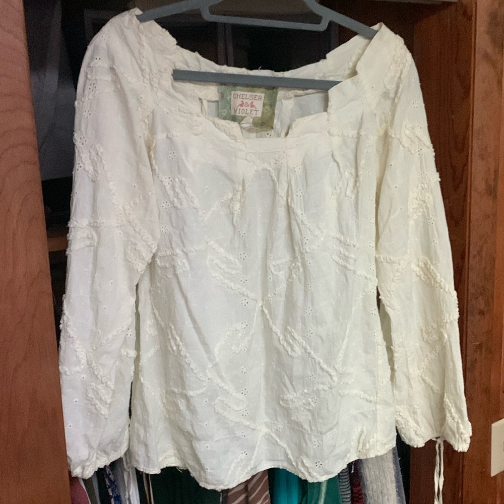 Boatneck Cream Top Long Sleeve
